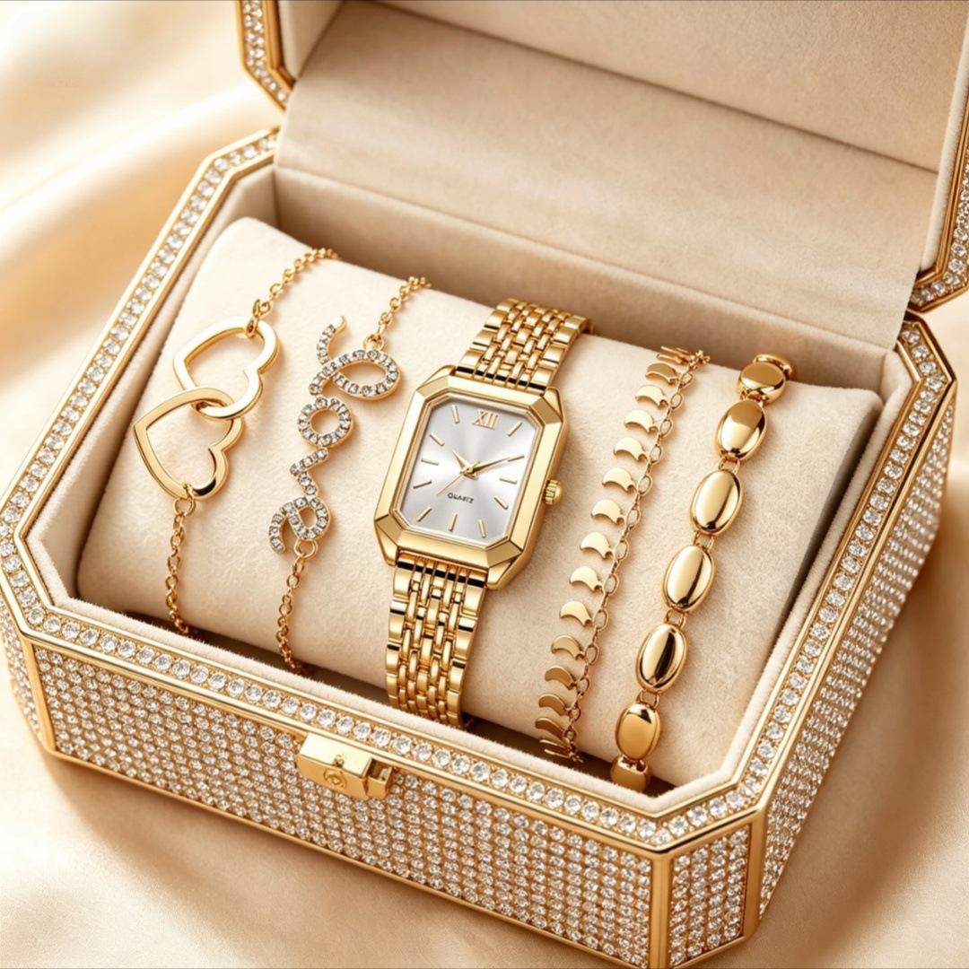 Women's Square Quartz Watch Luxury Steel Strap