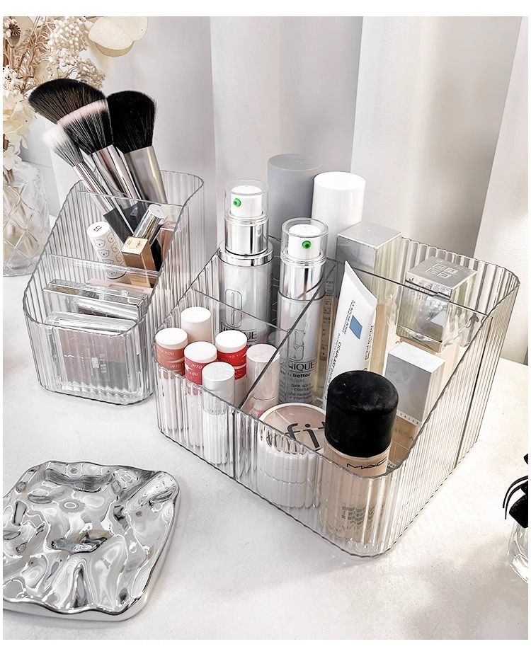Transparent Cosmetic Storage Box Desk Organizer