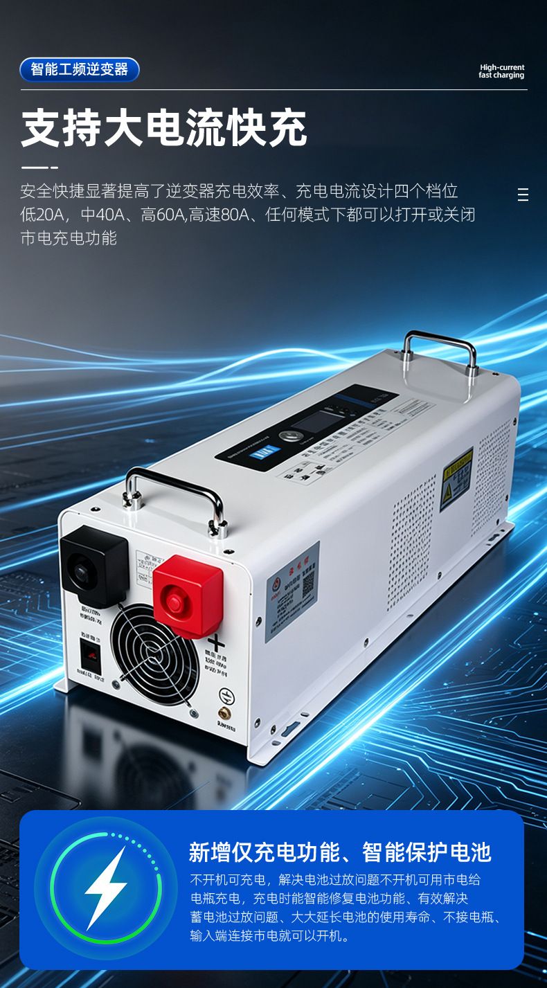 Saf sinüs dalga invertör 1500W, 12V/24V/48V, lityum pili