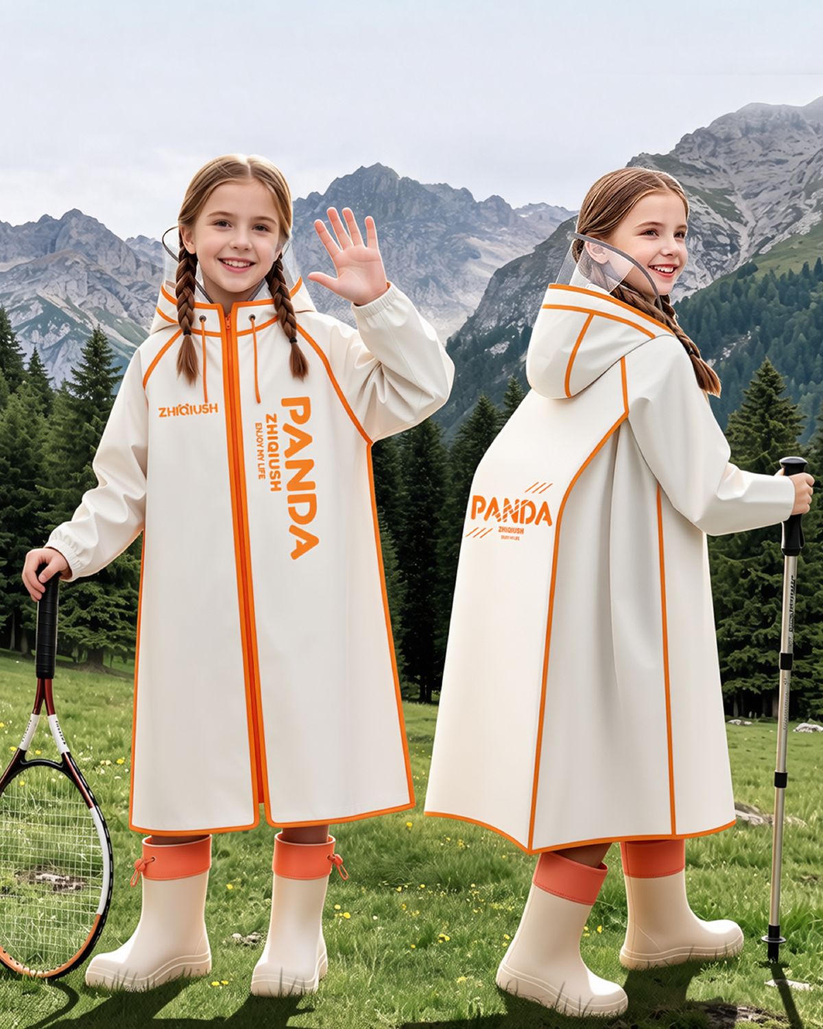Children's raincoat, school use, long style, waterproof
