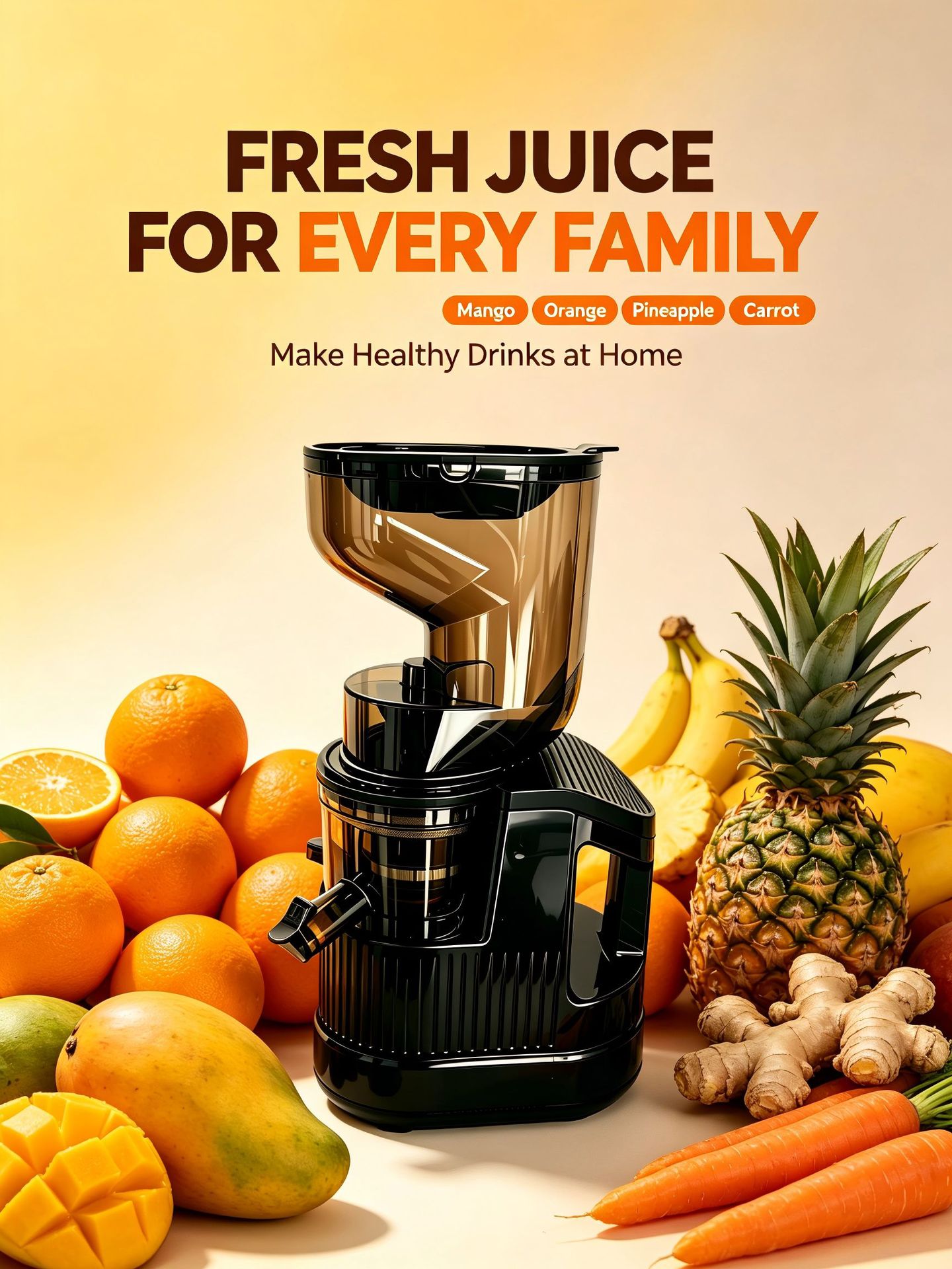 Slow Juicer mit großem Durchmesser, Obst- und Gemüsesaft