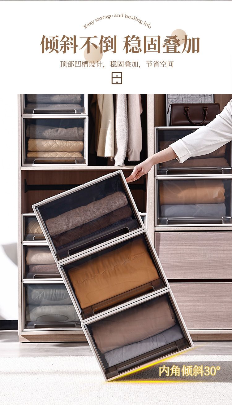 Storage box with drawers, multi-layer, transparent plastic