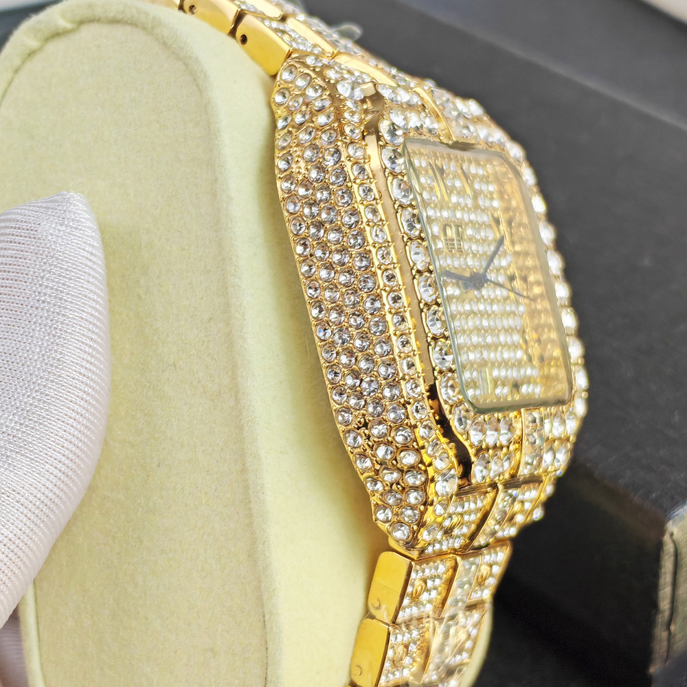 Herren-Quarzuhr, diamantbesetzt, Hip-Hop-Stil, Luxusdesign