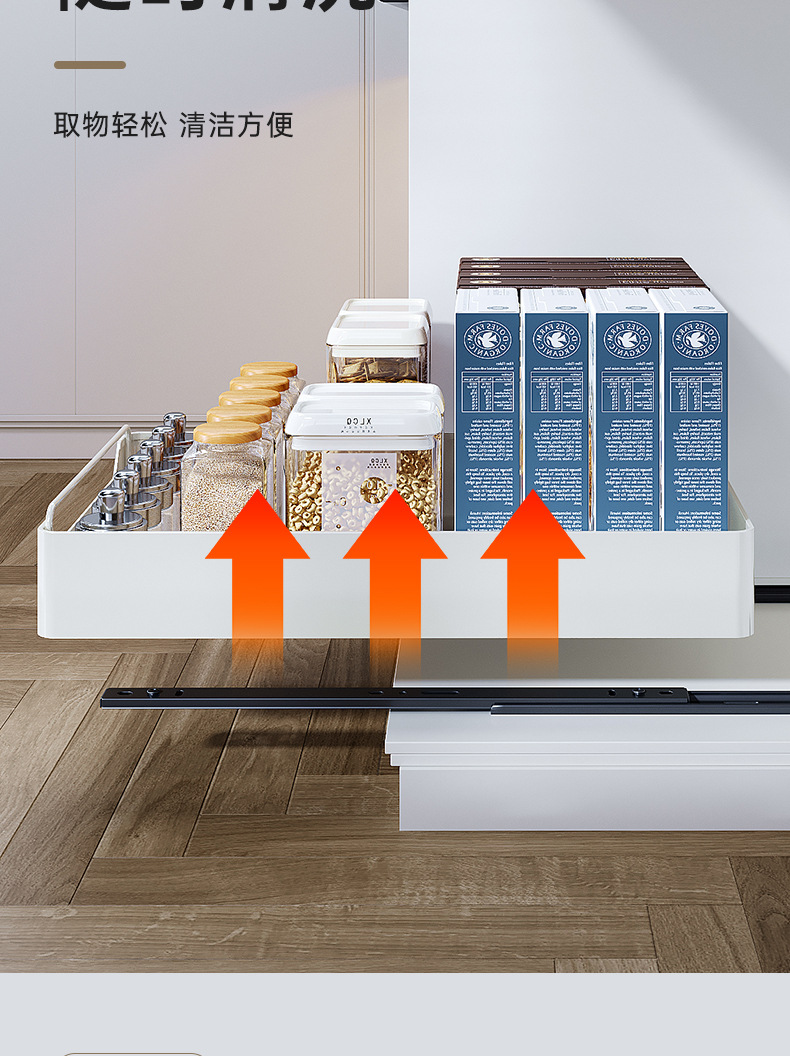 Lavabo altı çekmeli organizer, kaydıraçlı depo rafı, baharat kutusu