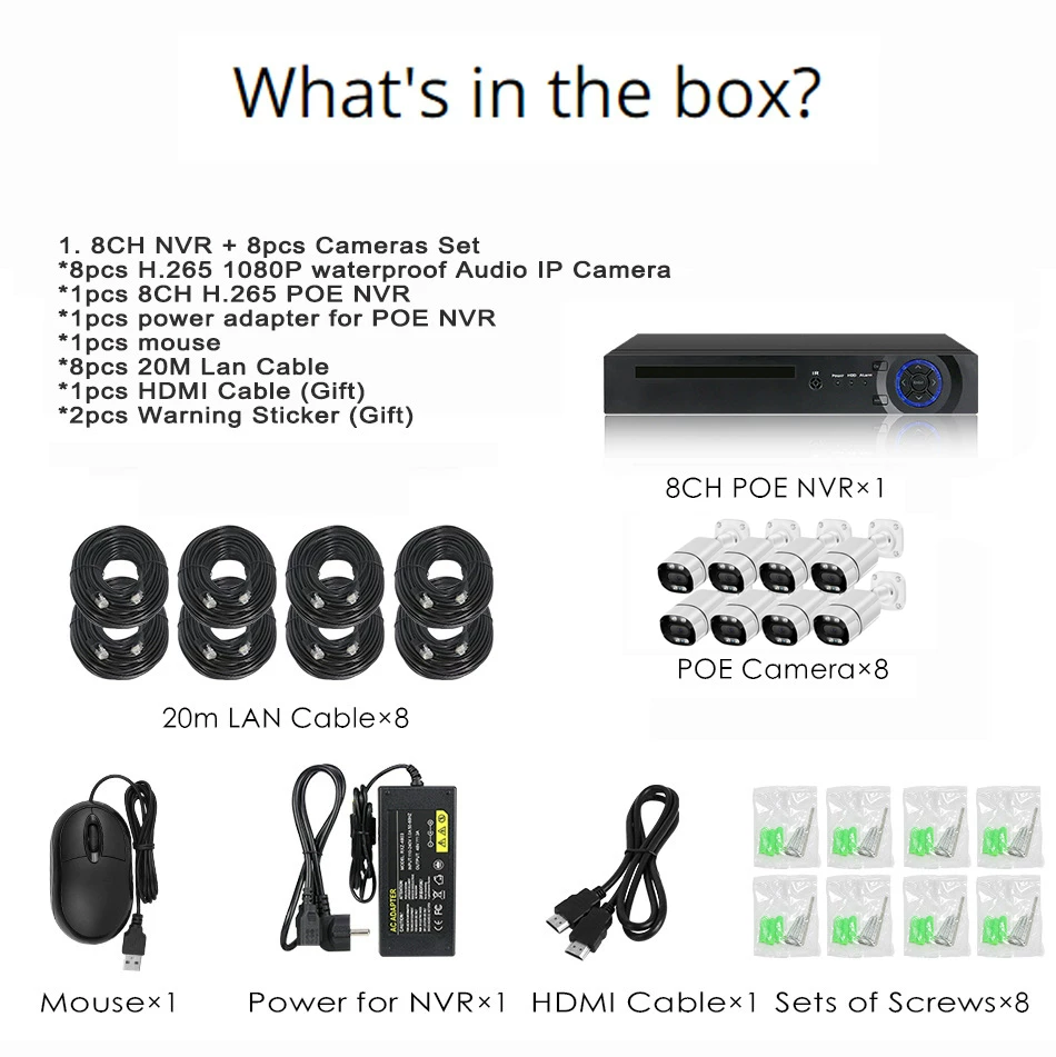 Xiongmai 4-channel POE kit, 8MP, H.265, night vision
