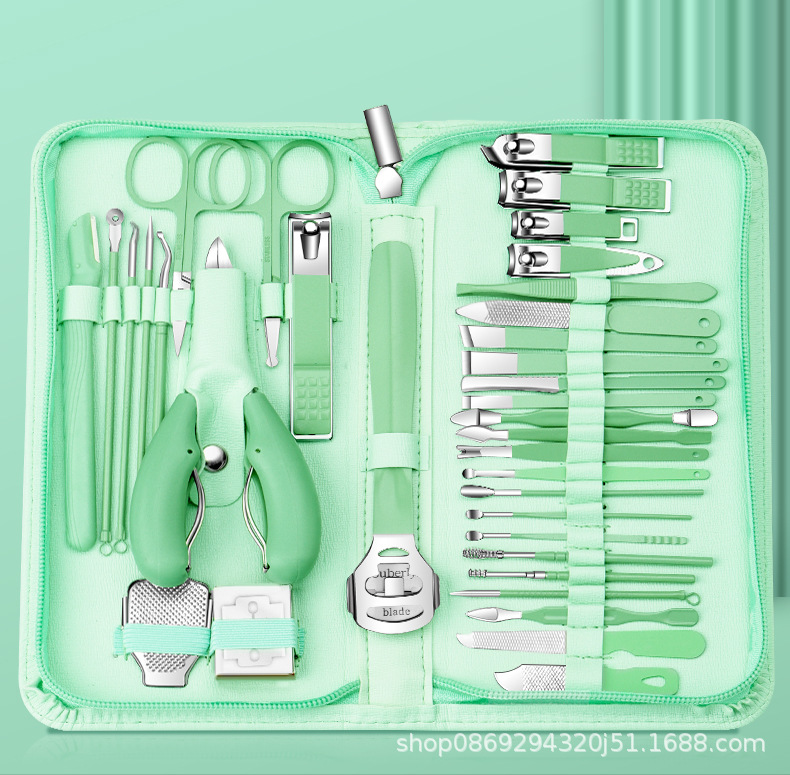 35-piece manicure set matcha green nail scissors pedicure tools