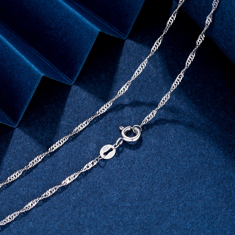 Silver plated neck chain, thin collarbone necklace