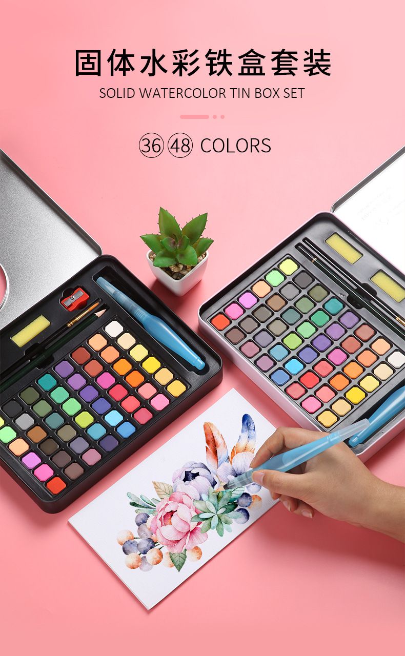 Children's watercolor paint set, tin box, artist kit