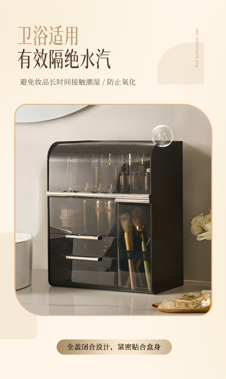 Desktop cosmetics storage box, dust-proof, large capacity