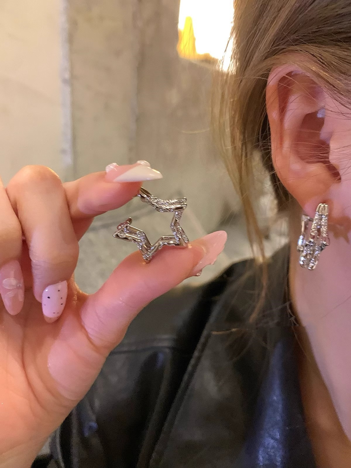 Minimalist metal pentagram küpeler kadın yeni tasarım çivi tipi