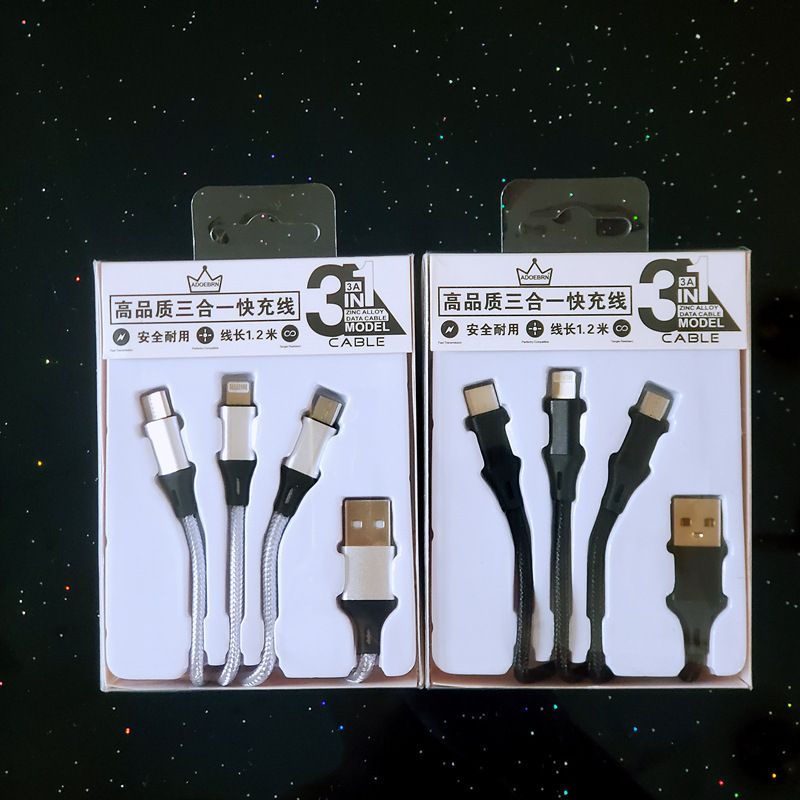 5v2a cep telefonu hızlı şarj üçü bir arada şarj veri kablosu usb bir ila üç Apple Android Huawei type-c için uygun