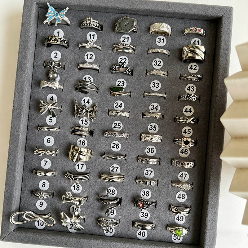岚芷551-600复古朋克风小众925纯银戒指女蝴蝶韩国欧美跨境饰品男