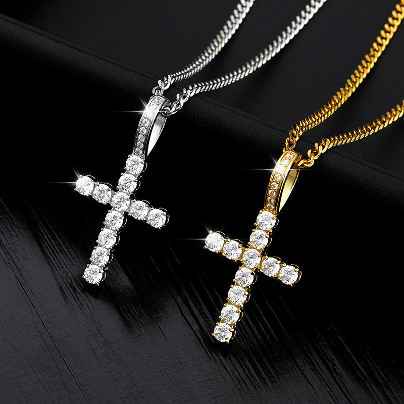 Hip-hop cross necklace men, zircon stone