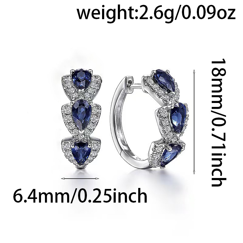 Zircon Drop Earrings, Copper, Water Drop Shape, Elegant