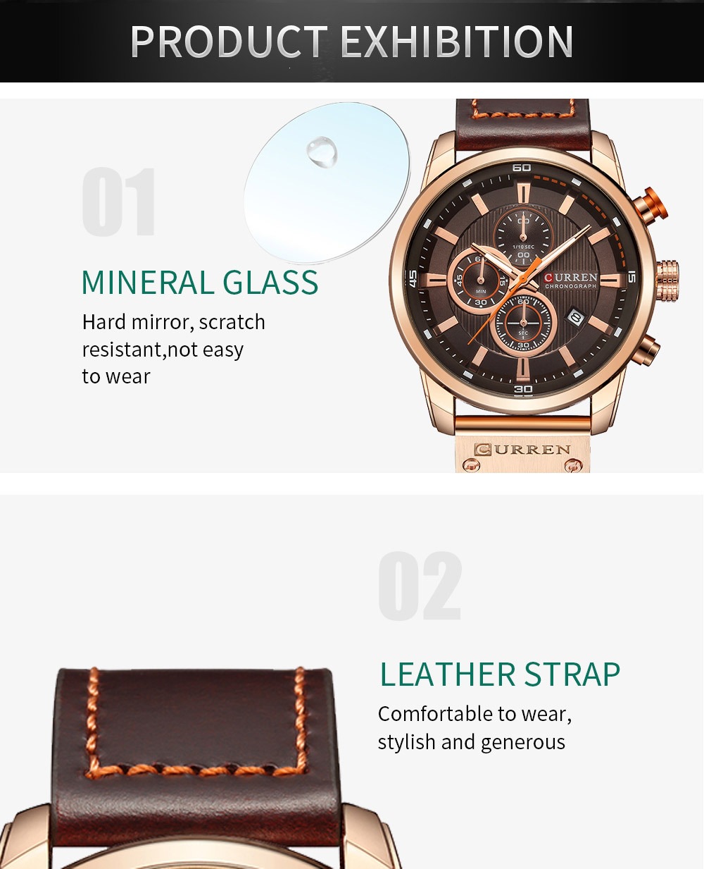 CURREN Herrenuhr, braun, wasserdicht