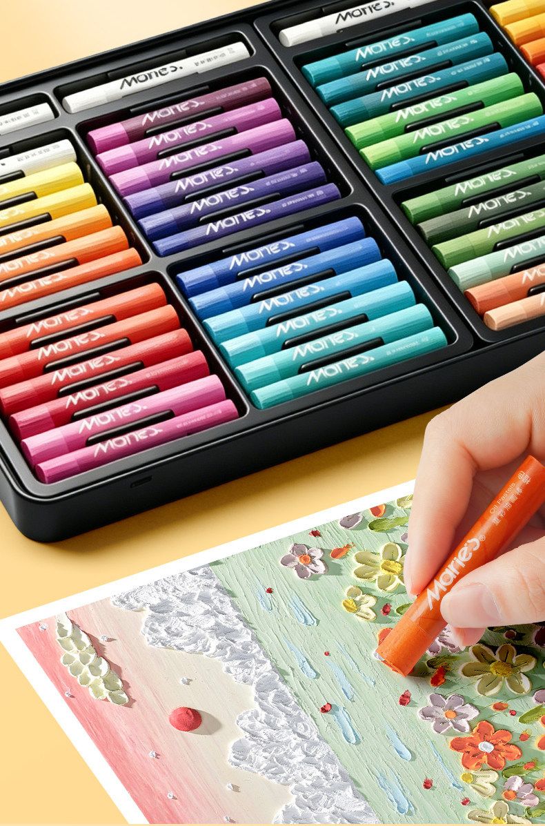 Yağlı pastel seti, 36 renk, demir kutu, öğrenciler için