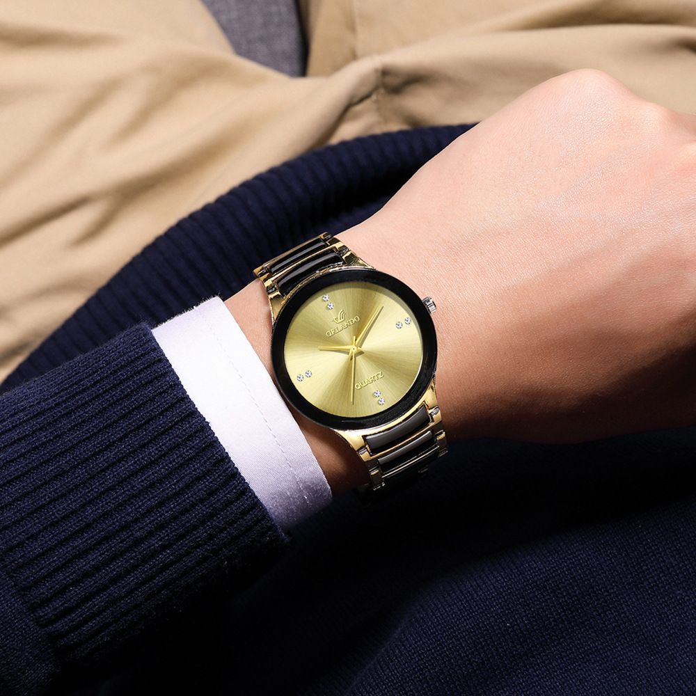 Erkek kuvars saati, çelik kordon, minimalist tasarım