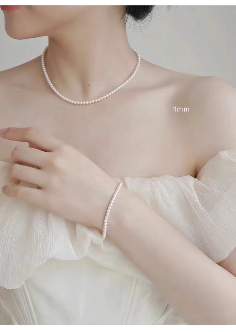 Pearl necklace, women's, double layer, clavicle, delicate chain