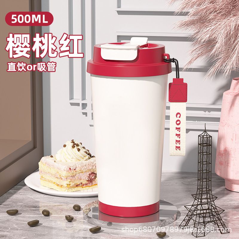 爆款 简约双饮保温杯316不锈钢高颜值情侣学生水杯花茶杯子