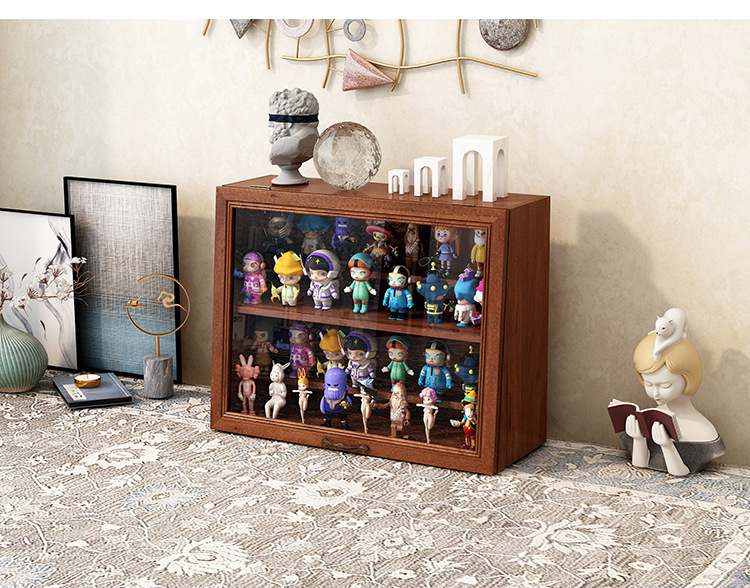 Solid Wood Vintage Storage Box with Drawers Desktop Display
