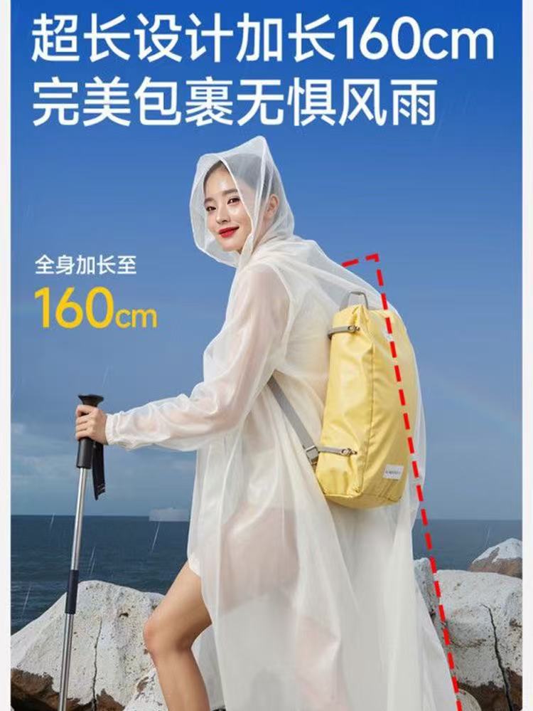 加厚EVA雨衣成人一体式全身防暴雨户外骑行通勤旅游透明连体雨披