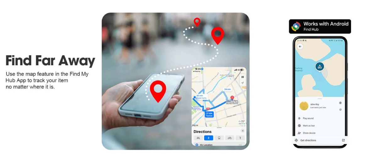 Google Android bulucu, kayıp önleyici cihaz, Find Hub, araba, eşya ve bagaj takip cihazı için uygundur.