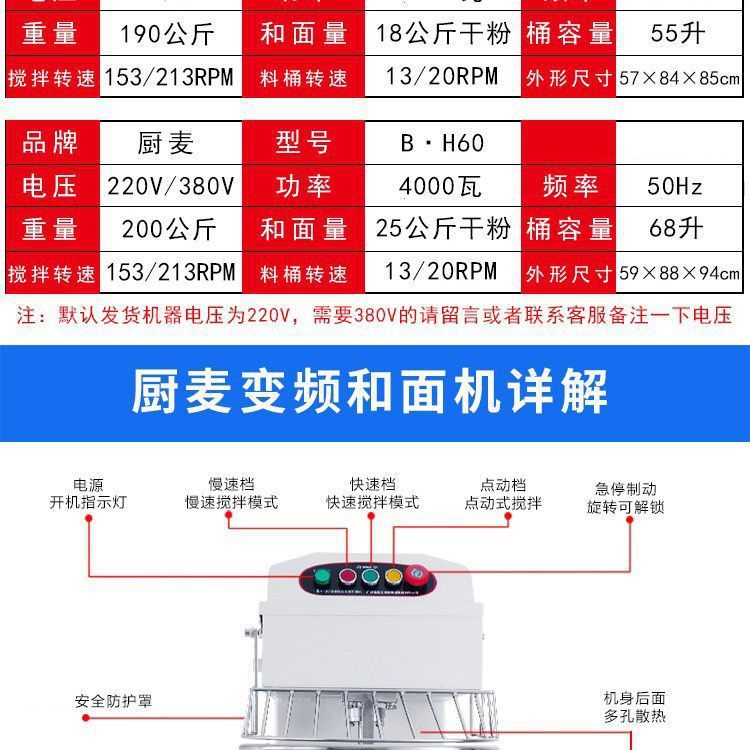 H20H30 commercial dough mixer, 10/15/25 kg capacity