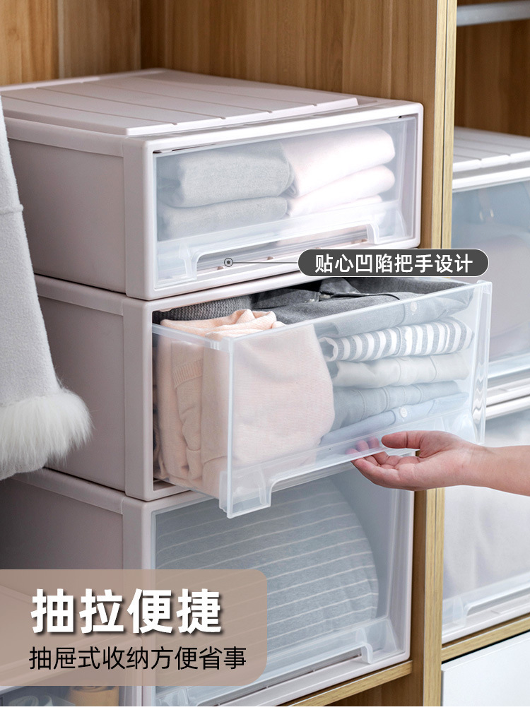 Transparent drawer storage box, for shoes and clothing