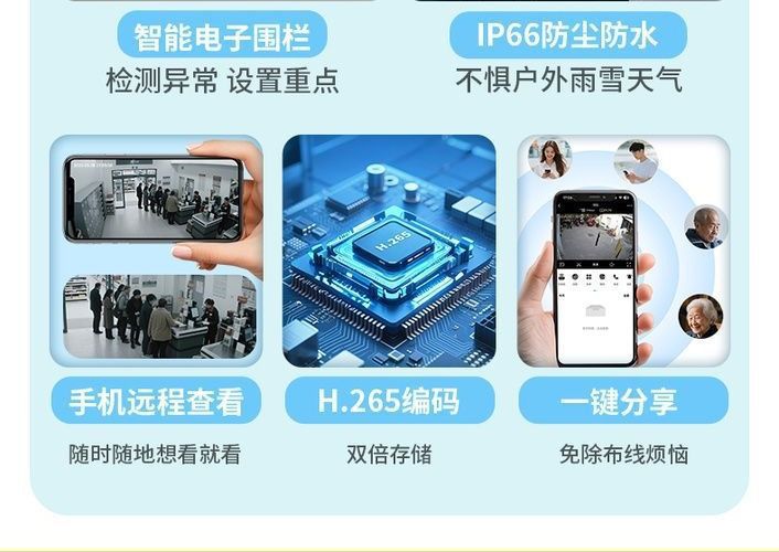 Kablosuz gözetleme kamerası WiFi, HD, telefon uzaktan, su geçirmez