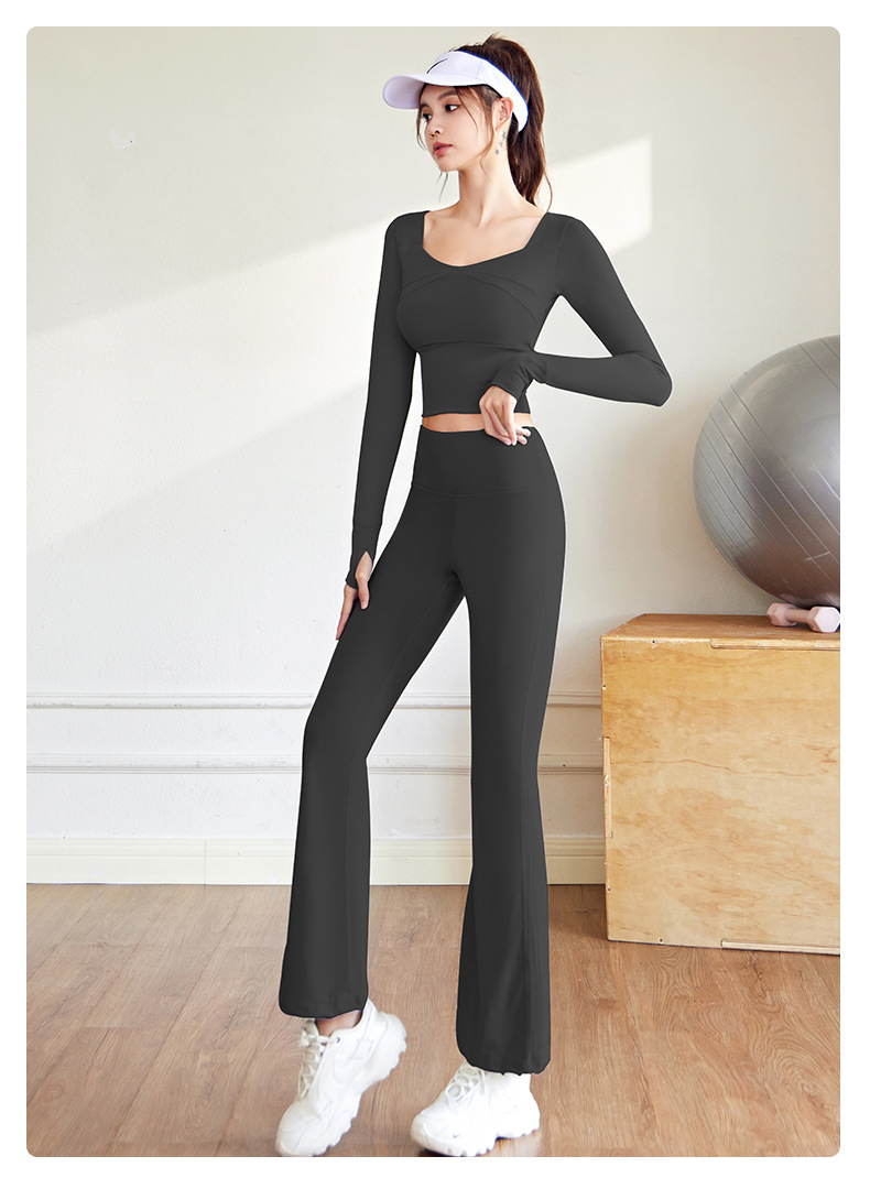 Yoga pants, high waist, fitted, breathable