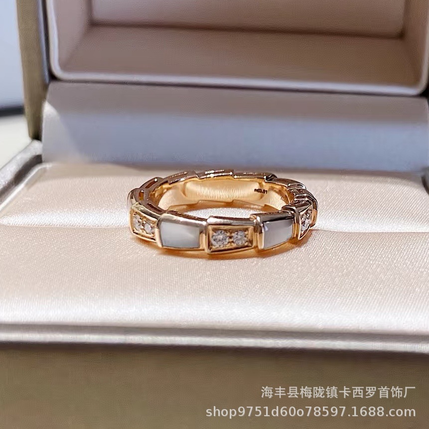 Snake bone ring luxury design 18K gold plated star motif