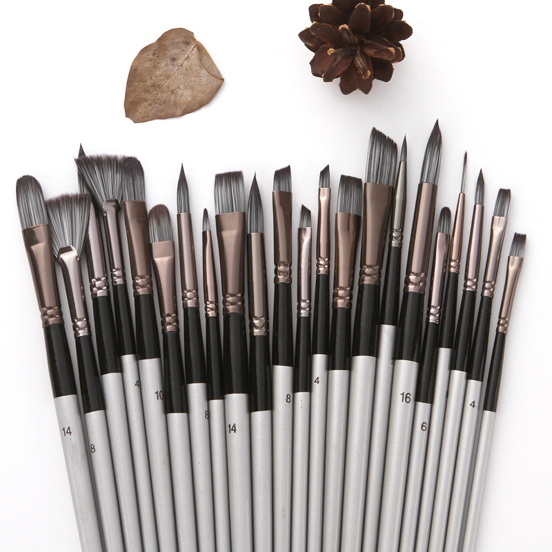 24-piece brush set for canvas, oil and watercolor