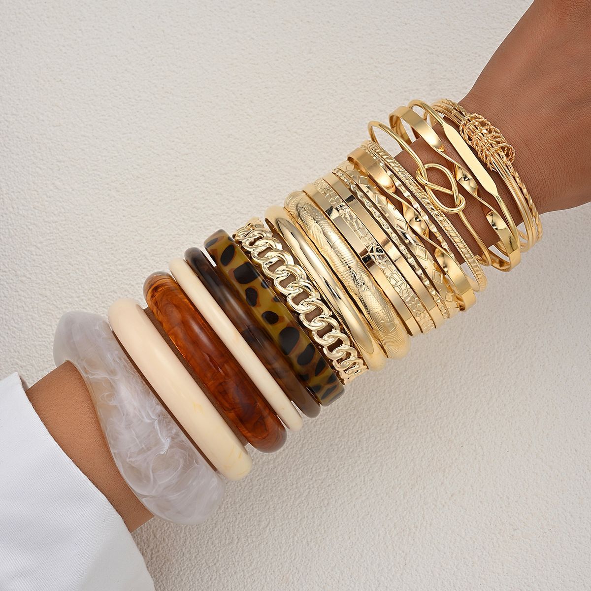 Colorful Geometric Resin Bracelet Set for Women