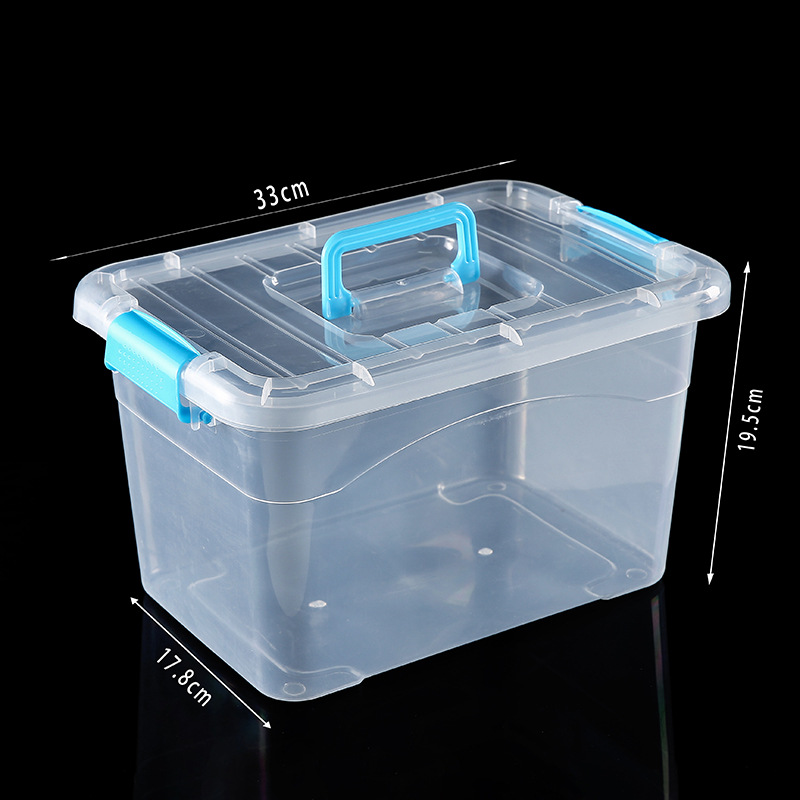 Transparent storage box, thickened plastic, covered design
