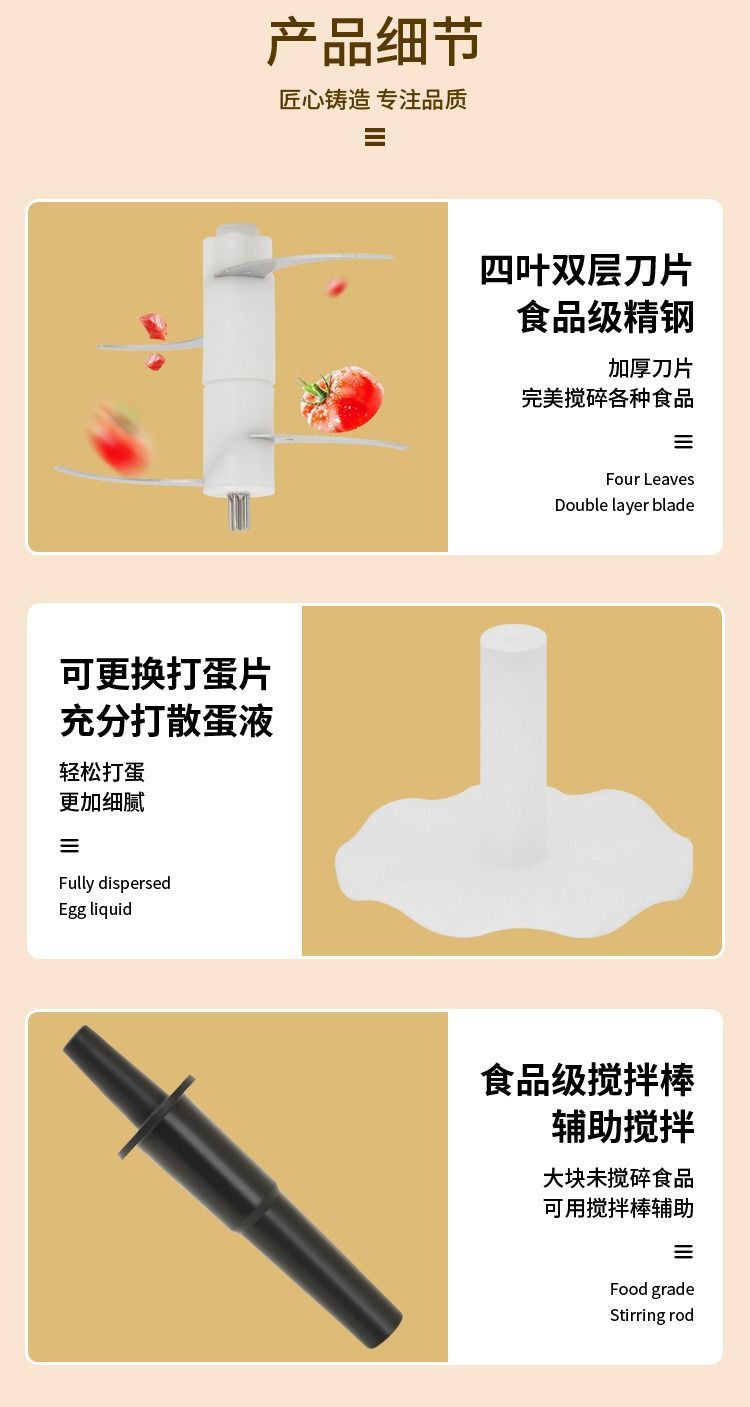 Stainless steel high-capacity blender, meat grinder, food processor