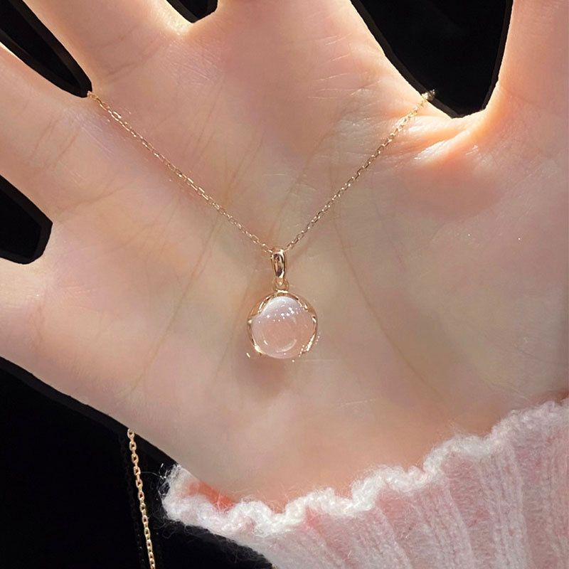 Kiraz çiçeği pembe kristal kolye, Japon-Kore tarzı, kadın