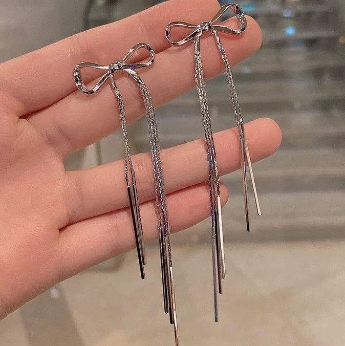 Metal Saçak Küpe Uzun Tasarım