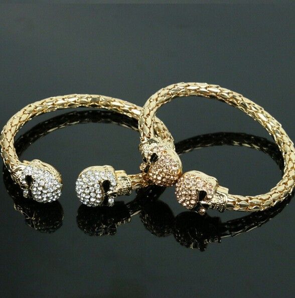 Punk Skull Ring, Metal, Rhinestone Studded