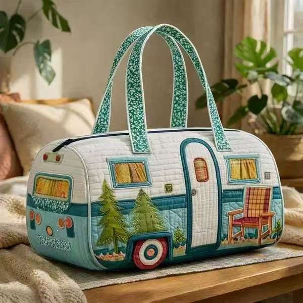 Gesteppte Reisetasche mit 3D-Druck