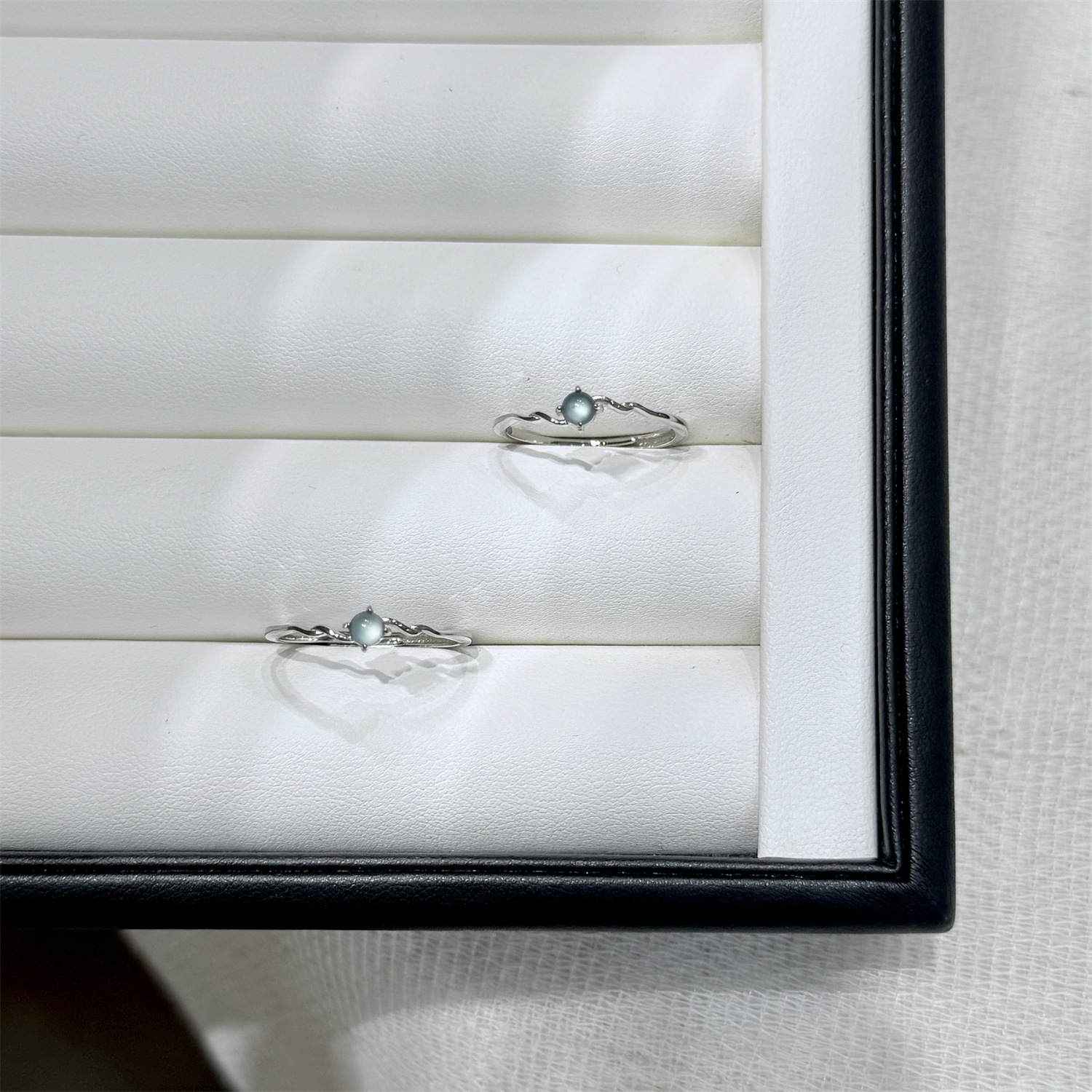 S925 sterling silver blue water jade ring, adjustable, simple design