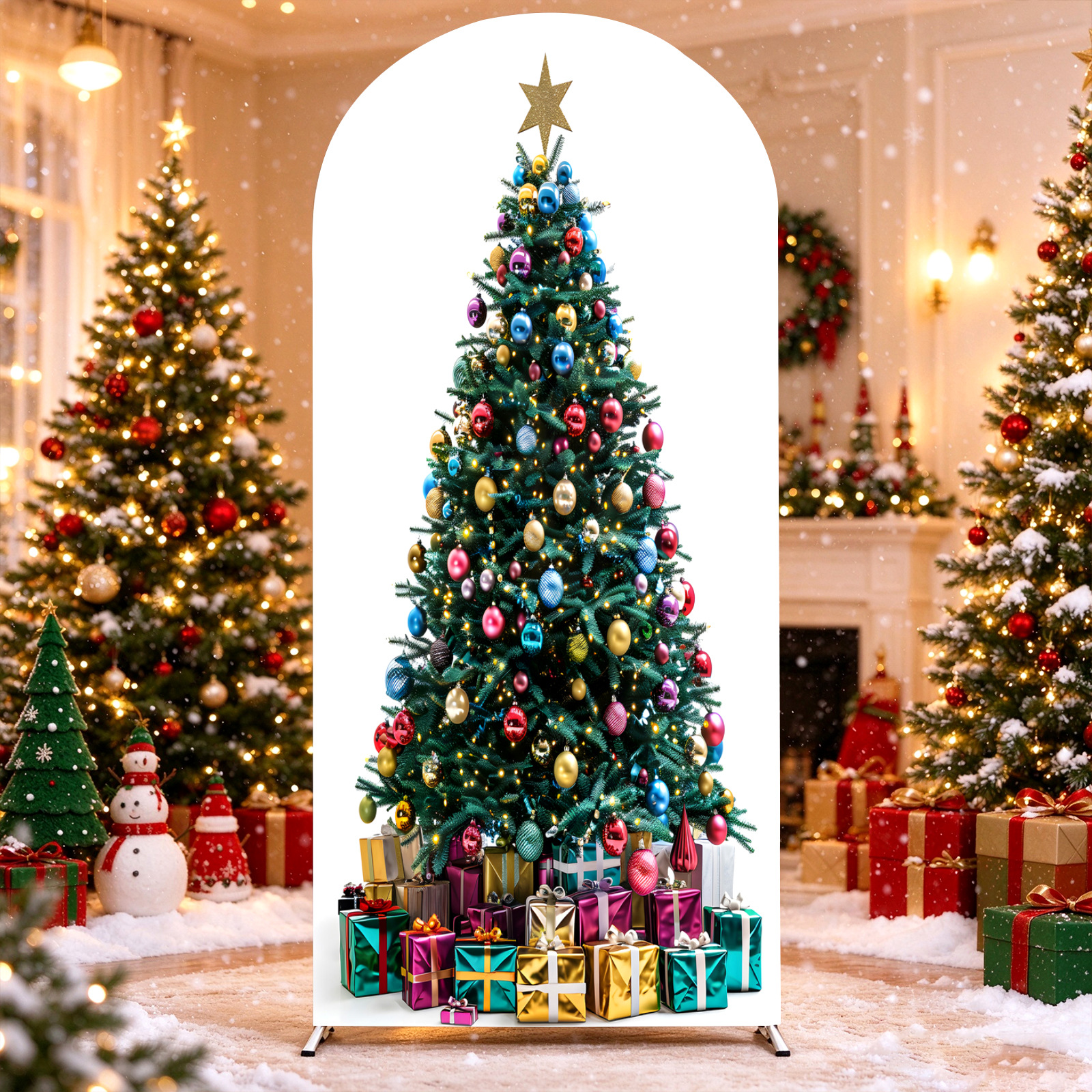 Weihnachts-Lebkuchenmann-Bogenhintergrund-Stoff