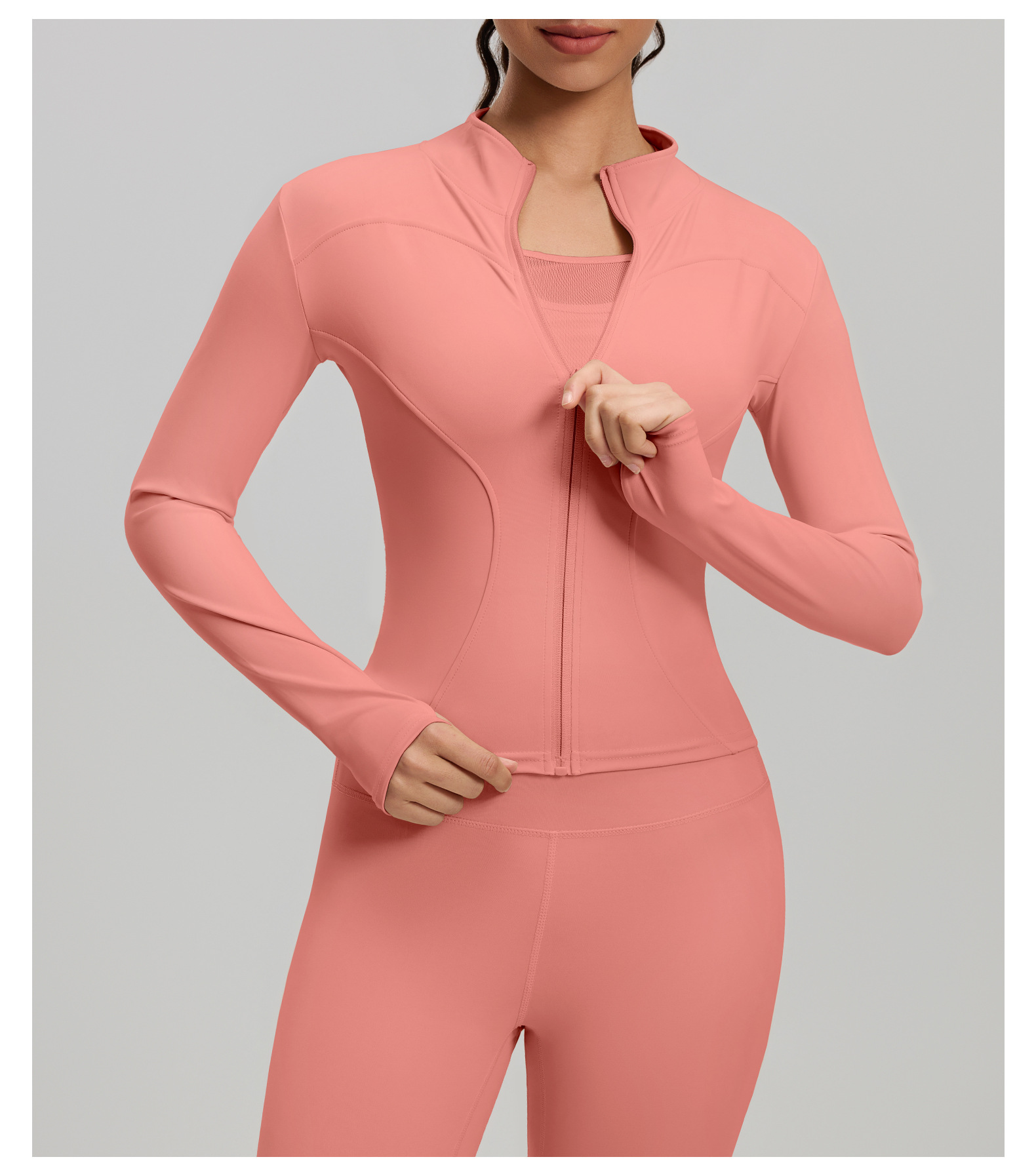 Yoga jacket, slim fit, stand collar, sports training