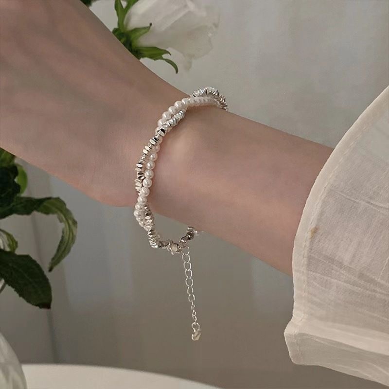 S925 Silber-Perlenarmband, minimalistisches Design