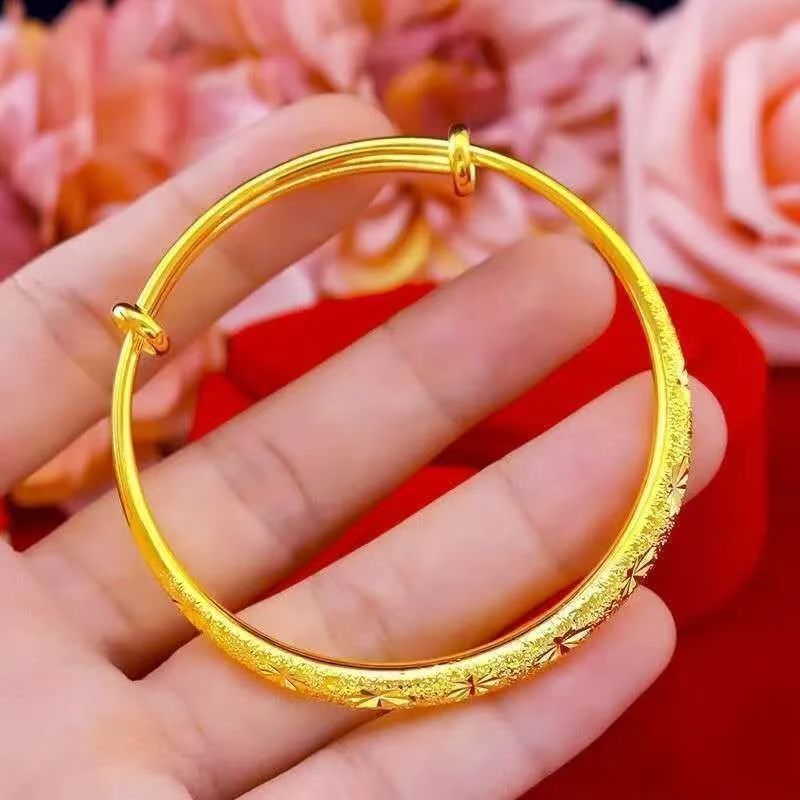 Thin sliding star pattern bracelet, solid gold-colored