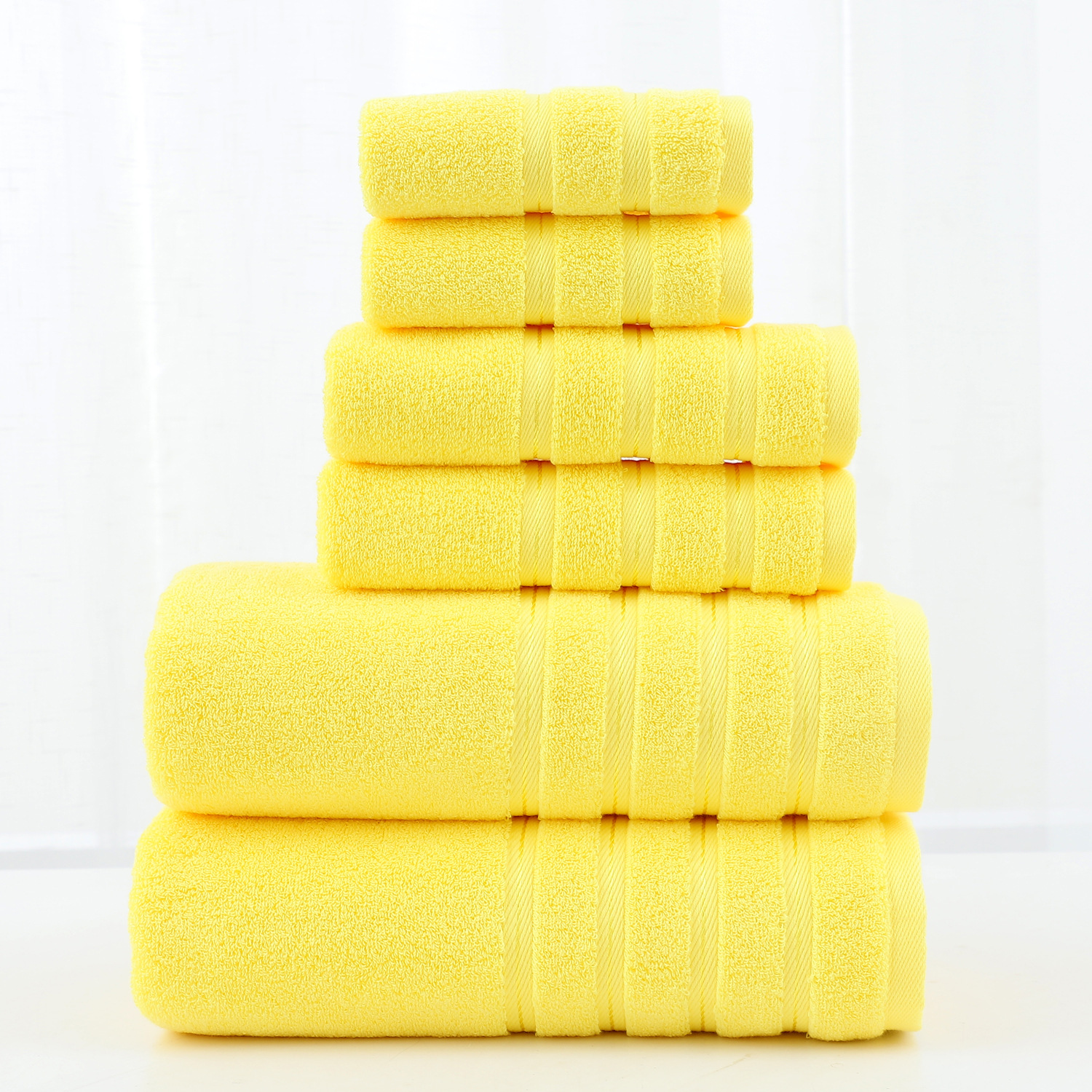 Cotton towel set 6-piece twill weave combed cotton bath and hand towels