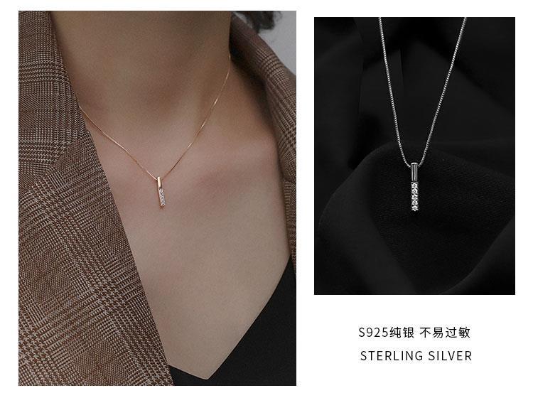 925er Silberhalskette, Damen, Minimalistisch, Rosegold