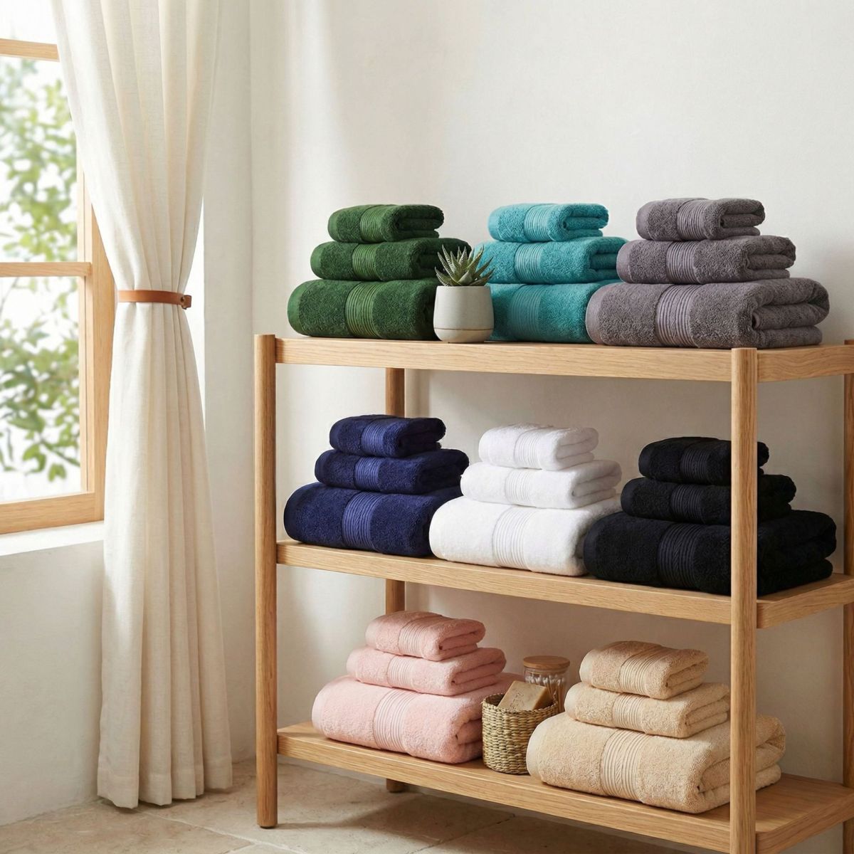Cotton towel set, 3-piece, 8 colors, soft and absorbent