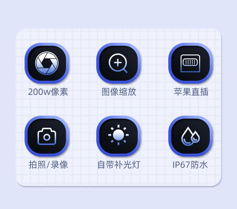 iOS endoscope with waterproof HD camera for Apple devices