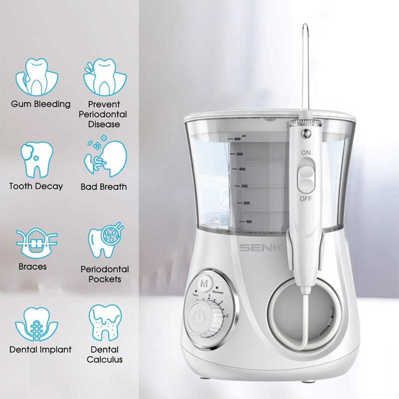 Electric water flosser, large capacity, 6 nozzles