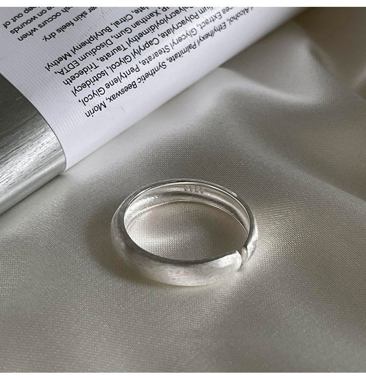 925 silver matte ring women, simple and versatile